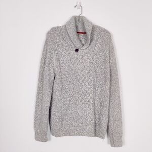 Wind River Men's Pullover Sweater in Silver Size Medium Chunky Cable Knit Cotton